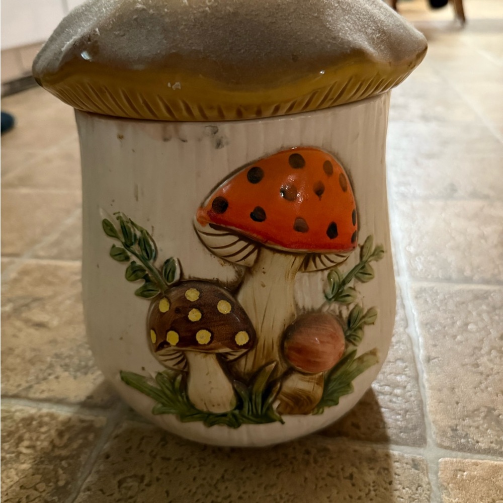Vintage Mushroom Ceramic Jar